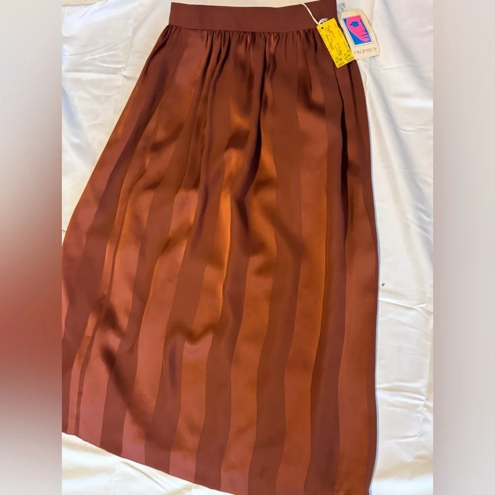NWT Vintage Prophecy Burnt Orange Polyester Striped Skirt - NEW WITH TAGS! 1989
